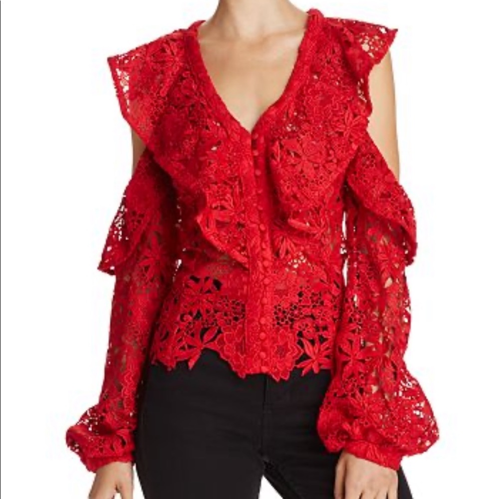 Bardot Valentina Cold Shoulder Lace Blouse
